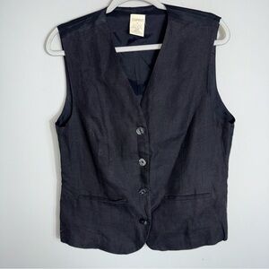 Esprit Vintage Linen Vest-Black-Preppy-Size Medium